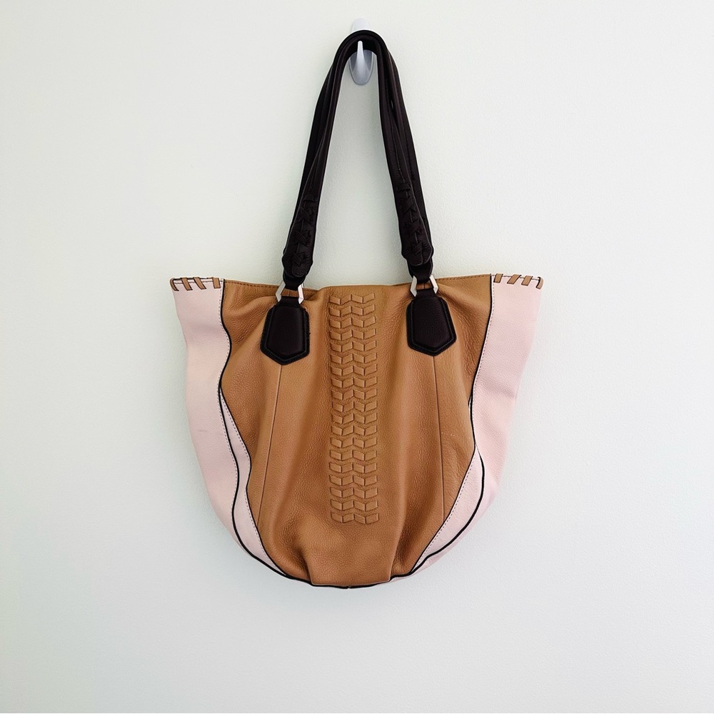 OrYANY Lyssie Tote/Handbag colorblock Tan/Blush/Pink pebble block